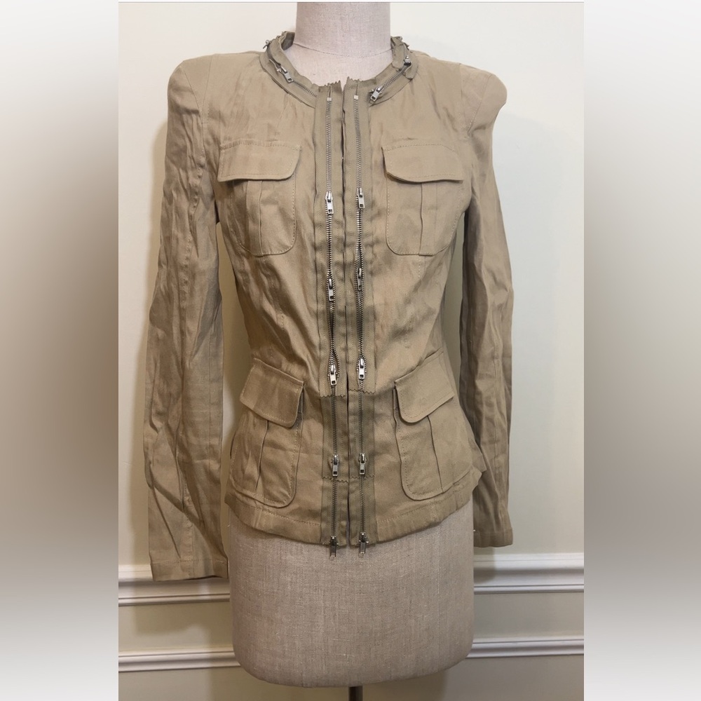 Javier Simorra Designer Zipper Khaki Jacket